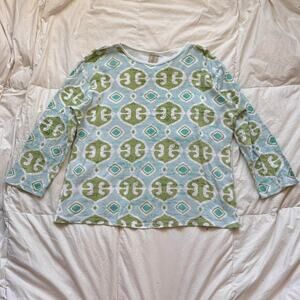 Jess & jane 90s y2k abstract long sleeve top sz‎ XL rhinestones fairy boho